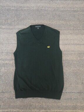​The Masters Collection Green Sweater Vest Pima Cotton Silk Mens L Augusta Golf